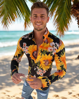 Denzel - Florales Langarmhemd in Gelb