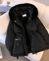 Annika | Damen Kapuzen Winter Parka Mantel mit Kunstfell in Schwarz