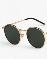 Unisex Designer Sonnenbrille mit Rundgläsern – Nova in Gold Armeegrün