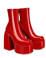 Plateau Stiefeletten Damen in Rot