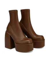 Plateau Stiefeletten Damen in Braun