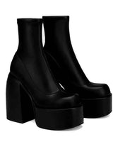 Plateau Stiefeletten Damen in Schwarz