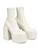 Plateau Stiefeletten Damen in Weiß