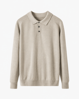 Strickpolo aus Wollmischung mit offenem Kragen – Gaël in Beige