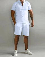 Polo Shorts Set Herren in Weiß