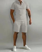 Polo Shorts Set Herren in Grau