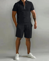 Polo Shorts Set Herren in Schwarz