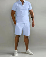Polo Shorts Set Herren in Hellblau