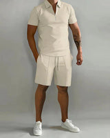 Polo Shorts Set Herren in Khaki
