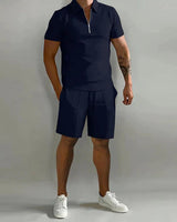 Polo Shorts Set Herren in Marineblau