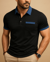 Poloshirt Herren Kurzarm in Schwarz