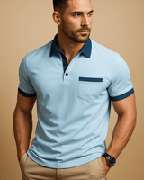 Poloshirt Herren Kurzarm in Himmelblau