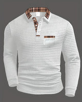 Poloshirt Herren Langarm Regular Fit in Weiß