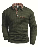 Poloshirt Herren Langarm Regular Fit in Olivgrün
