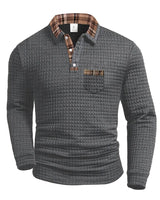 Poloshirt Herren Langarm Regular Fit in Grau