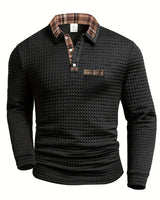 Poloshirt Herren Langarm Regular Fit in Schwarz