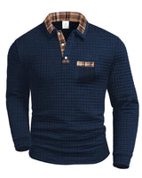 Poloshirt Herren Langarm Regular Fit in Dunkelblau