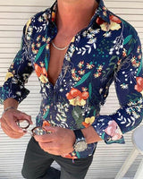 Jack - Hemd mit floralem Muster in Blau
