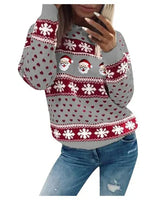 Emilia | Damen-Weihnachtspullover mit Weihnachtsmann- und Schneeflockenmuster in Grau