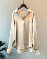 SATINA - Damen Bluse aus Satin in Champagne