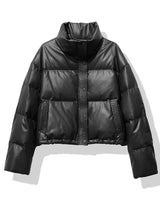Pufferjacke Damen Oversized mit Stehkragen in Schwarz
