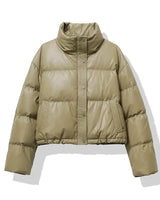Pufferjacke Damen Oversized mit Stehkragen in Khaki