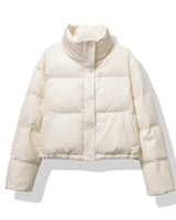 Pufferjacke Damen Oversized mit Stehkragen in Beige