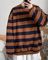 Pullover Herren Oversized Streifen in Khaki