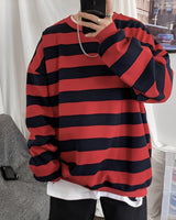 Pullover Herren Oversized Streifen in Rot