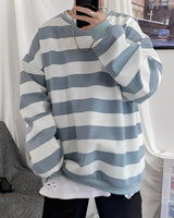 Pullover Herren Oversized Streifen in Blau