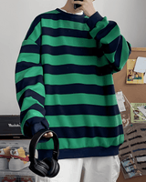 Pullover Herren Oversized Streifen in Grün