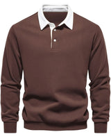Pullover Herren Regular Fit mit Polokragen in Braun