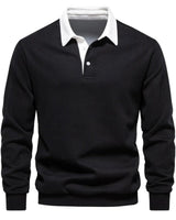 Pullover Herren Regular Fit mit Polokragen in Schwarz