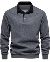 Pullover Herren Regular Fit mit Polokragen in Grau