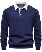 Pullover Herren Regular Fit mit Polokragen in Dunkelblau