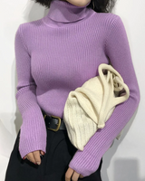 Damen Slim Fit Rollkragenpullover in Lila
