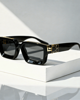 Quadratische Sonnenbrille UV400 mit breitem Rahmen in Schwarz