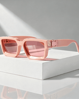 Quadratische Sonnenbrille UV400 mit breitem Rahmen in Rosa