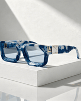 Quadratische Sonnenbrille UV400 mit breitem Rahmen in Blau