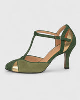 Raphaela | Damen T-Spangen High Heels in Grün in Grün