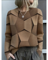 Rebecca | Damen Pullover mit 3D Muster in Braun