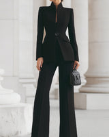 Ricarda | Damen Hosenanzug Set mit Tailliertem Blazer in Schwarz