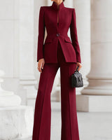 Ricarda | Damen Hosenanzug Set mit Tailliertem Blazer in Rot
