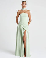 Nathalie | Damen Maxikleid Korsettstil Schaldetail Hoher Schlitz – Korsett Maxi 2026 in Mint