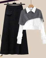 Rock Und Oberteil Set Elegant in Schwarz - Grau
