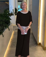 Romy | Damen Zweiteiler Abendmode Pailletten Set in Schwarz
