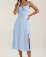 Elvira | Midikleid mit Schnürung in Hellblau