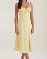 Elvira | Midikleid mit Schnürung in Gelb