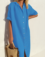 Rosalba | Damen Hemdkleid mit Knöpfen in Blau