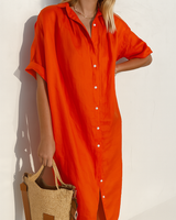 Rosalba | Damen Hemdkleid mit Knöpfen in Rot